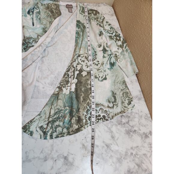 Chico's Women's Green Paisley Long Sleeve Open Front Cardigan Sweater Size S - Picture 6 of 6